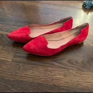 Red suede ballet flats